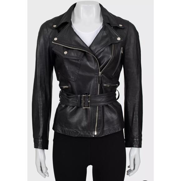 Gucci Black Leather Belted Jacket - Size IT40 / S - Picture 1 of 4